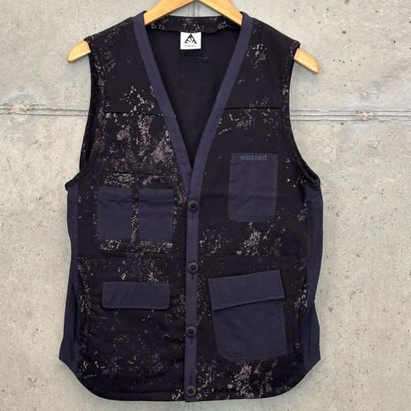 Wasted Collective Utility Vest Black Splatter Streetwear, Unisex XS, NWOT - Picture 1 of 16